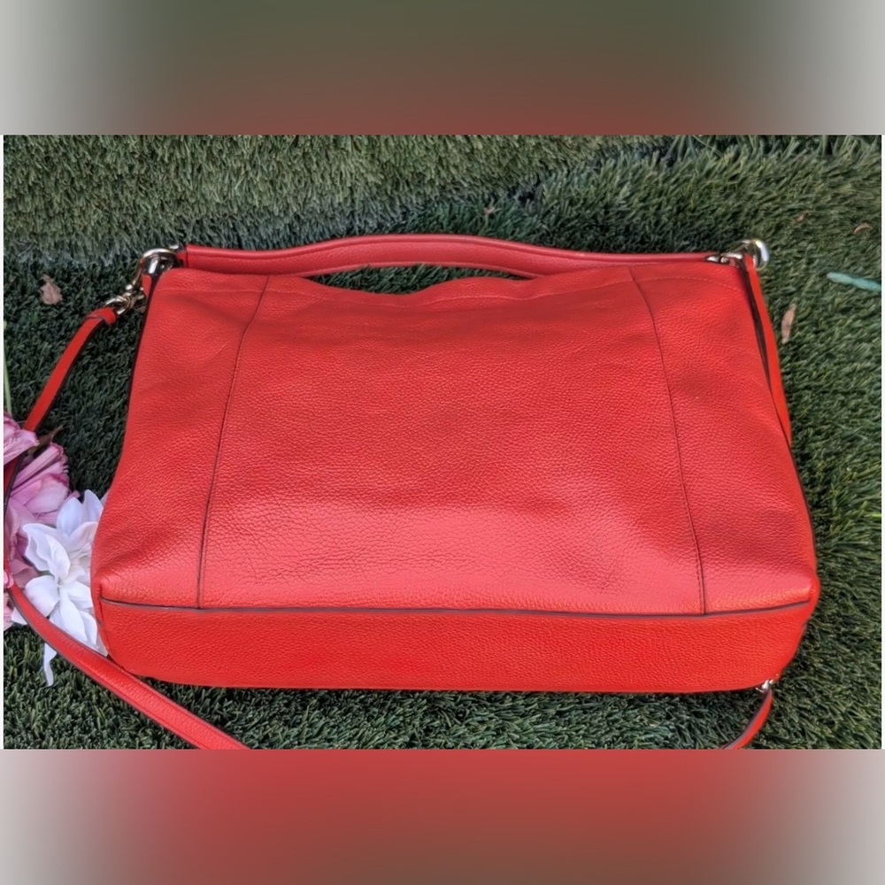 Coach 34312 Scout Hobo Slim Crossbody Shoulder Handbag Orange Pebble Leather Bag - Picture 3 of 11